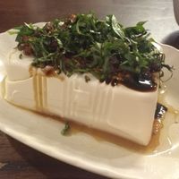 Tofu appetizer with vegan meat at JanxDen Greenlife Cafe in Penang