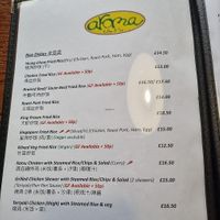menu at Aroma Cafe in Fort William