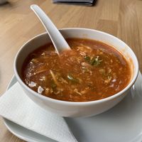 Hot and sour veggie soup at Aroma Cafe in Fort William