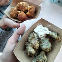 Kippenn + bbq sauce - inktviss + tartaar saus at Gewoon.Anders in Ghent