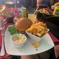 Veggy burger with chips at Bakers Restaurant & Bar in Nerja