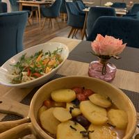 Potato stew, “sour” salad... both very tasty at Opera in Rijeka