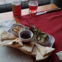 Le Trio en entrée : houmous, tapenade, caviar d'aubergine ! at Le Café de Chavannes in Chavannes-pres-renens