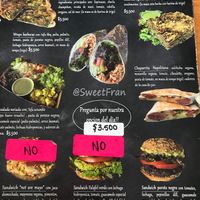 Menu at Justo en la Esquina in Santiago