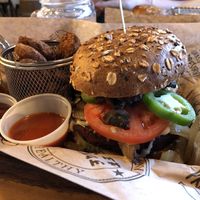 Village black bean burger  at Burger Village in San Luis Obispo