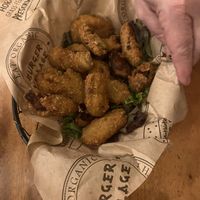 Vegan fried artichoke appetizer- ask for the vegan aioli    at Burger Village in San Luis Obispo