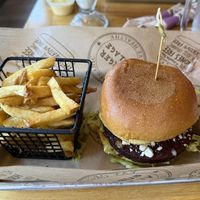 Garden burger pyramid style (vegetarian)  at Burger Village in San Luis Obispo