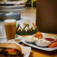 Veganes Frühstück mit Oat Latte und Tofu Frittata Brötchen at Wedde.bio Paderborn in Paderborn