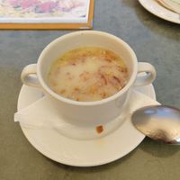 Garlic soup (fokhagymakrémleves) at Walzer Etterem es Panzio in Velence