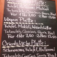 Menu on the wall (inside) at Orient Falafel in Berlin