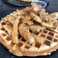 Hot honey chik’n + waffles  at How Delish HD in West Orange
