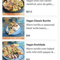 Part of vegan menu  at Hecho en Mexico in Brighton