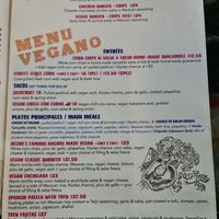 Separate vegan section on the menu at Hecho en Mexico in Yarraville