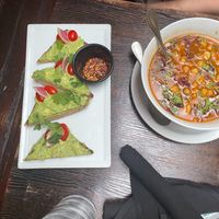 Avo toast ( didn't really like the bread) + soup at SunCafe in Studio City