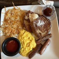 SunCafe breakfast with French toast, hashbrowns, and sausage  at SunCafe in Studio City