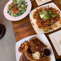 French Toast, raw Caesar salad, raw Taccos at SunCafe in Studio City