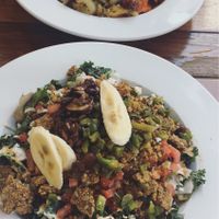 Kale salad and the teriyaki stir! Yummyyyy at SunCafe in Studio City