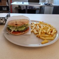 Pumpkin chickpea burger at Soul Kitchen in Ascona
