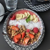 Smoothie bowl with rice milk. at Na Golfu in Celje