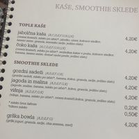 Part of the menu, showing porridge and smoothie bowls. at Na Golfu in Celje