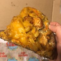 This is my left overs the next day of the Buffalo pizza the next. Pic doesn’t do it justice but this is a must try. Tasted just as great the next day. I could eat this everyday.  at Nuno's Tacos & Vegmex Grill in Dallas