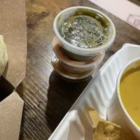 Extra sauces for burrito  #Veganuary at Nuno's Tacos & Vegmex Grill in Dallas