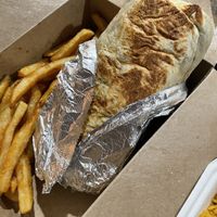 Loaded burrito and fries  #Veganuary at Nuno's Tacos & Vegmex Grill in Dallas