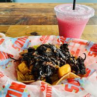 Hibiscus flower Barbacoa breakfast taco  at Nuno's Tacos & Vegmex Grill in Dallas