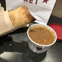 Unwrapped falafel wrap and lentil soup at CLT - Pret A Manger - CC in Charlotte