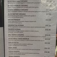 Menu at Om Indian Cuisine in San Francisco