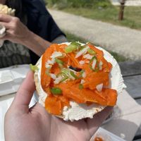 Lox Cream Cheese Bagel.  at The Park Side Cafe in Olympia
