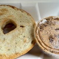 Bagel and everything cashew cream cheese  at The Park Side Cafe in Olympia