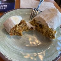 Seitan burrito on the left, breakfast on the right  at The Park Side Cafe in Olympia