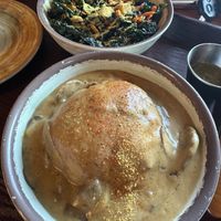Biscuits and gravy and kale saladd  at The Park Side Cafe in Olympia