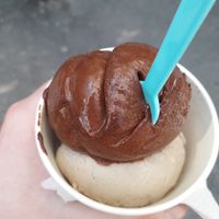 Vegan chocolate sorbet and banana ice cream at The Cone Culture in Tbilisi