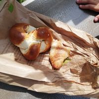 Laugenknoten und ein Rest vom veganen Croissant 😅😀 at Alnatura - Uberseeboulevard in Hamburg