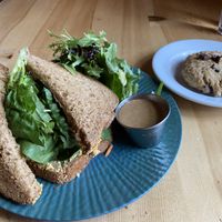 Spicy tofu sandwich and vegan cookie   at Amazing Grace in Breckenridge