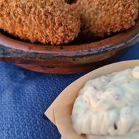 Pilzkroketten mit Trüffelmajo at Beachclub Copacabana in The Hague