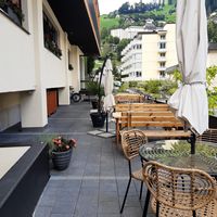 Outdoor seating at Spice Bazaar in Engelberg