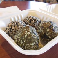 Matcha balls at Wild Grocery & Cafe in Manzanita