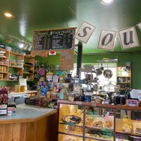 A peak at inside of the store, featuring their fresh juice menu.  at Wild Grocery & Cafe in Manzanita