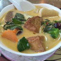 Spicy red pork curry at V. Napaphud Vegetarian Food in Chiang Mai