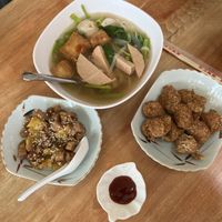 Two mains and a fried chicken starter  #Veganuary at V. Napaphud Vegetarian Food in Chiang Mai