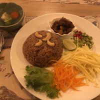 Mock pork with rice  at V. Napaphud Vegetarian Food in Chiang Mai
