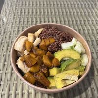 Buddha bowl to go. It comes with sauce (not pictured)  at Ngon Vegan Restaurant in Tam Coc