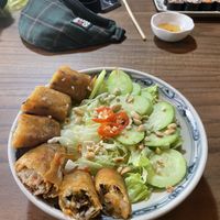 Rice noodle and spring roll salad   at Ngon Vegan Restaurant in Tam Coc
