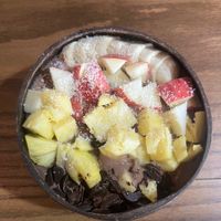 Chocolate smoothie bowl at Ngon Vegan Restaurant in Tam Coc