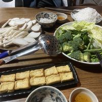 The hotpot ingredients  at Ngon Vegan Restaurant in Tam Coc