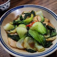 Bok choy with mushrooms at Ngon Vegan Restaurant in Tam Coc