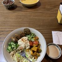 Chickpea curry and falafel bowl  at Ngon Vegan Restaurant in Tam Coc